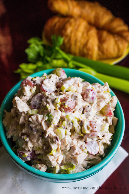 Make the perfect the lunch with this Sonoma Chicken Salad. Made with grapes, celery, and toasted pecans! | mynameissnickerdoodle.com
