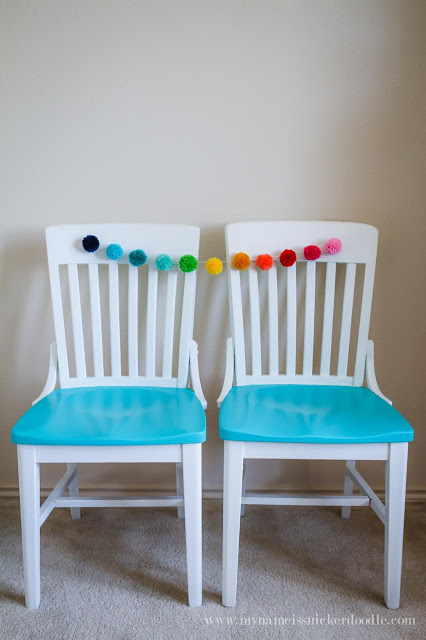 Super fun kitchen chairs! Love the pop of color! | mynameissnickerdoodle.com
