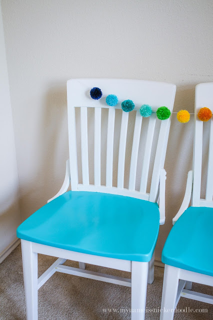 Super fun kitchen chairs! Love the pop of color! | mynameissnickerdoodle.com