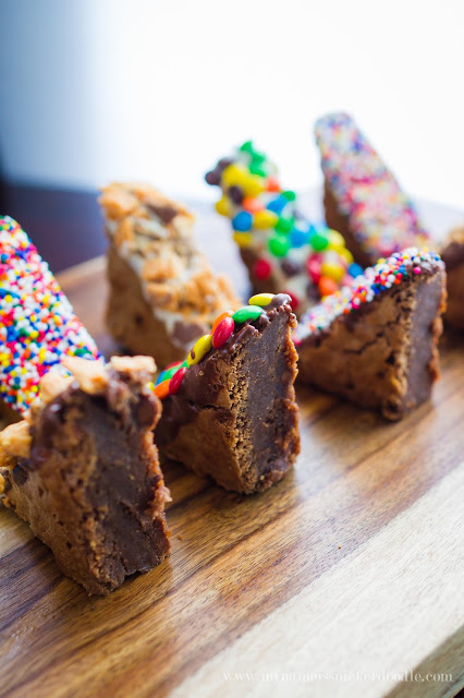 What's better than candy dipped brownies!!! Hello to my new favorite dessert with an easy recipe. | mynameissnickerdoodle.com