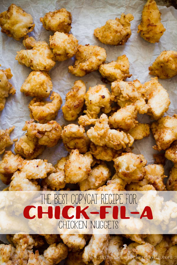 The BEST copycat recipe for Chick-fil-a Chicken nuggets!  So delicious and will put money back in your bank by making them at home!  |  mynameissnickerdoodle.com