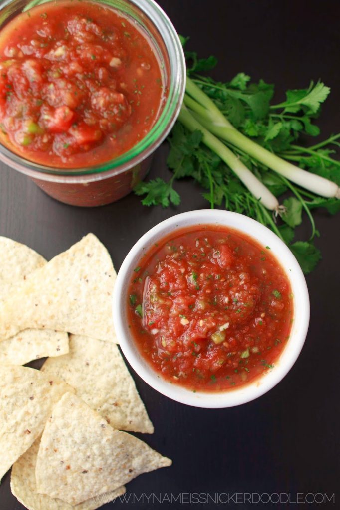 This salsa is a family favorite!  It only takes 5 minutes to make and oh so delicious!  | My Name Is Snickerdoodle