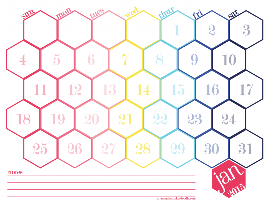 Free Printable for a 2015 Hexagon Calendar!  | My Name Is Snickerdoodle