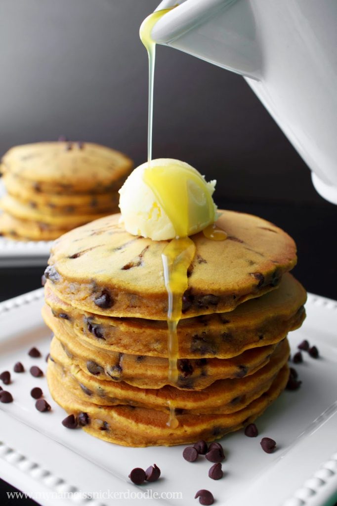 Pumpkin Chocolate Chip Pancakes with an Orange Buttermilk Sauce | My Name Is Snickerdoodle