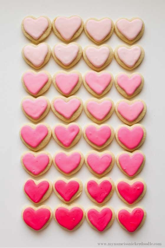 Pink Ombre Heart Cookies  |  My Name Is Snickerdoodle