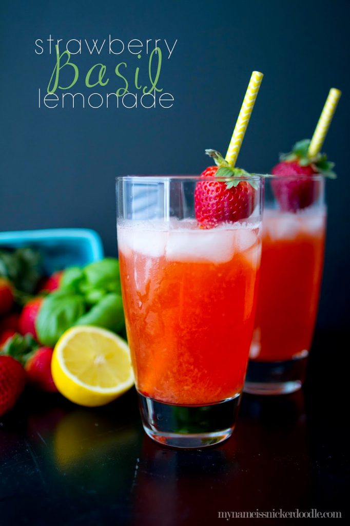 This Strawberry Basil Lemonade recipe is super easy and so quenching!  The perfect sweet drink for spring and summer.  |  My Name Is Snickerdoodle