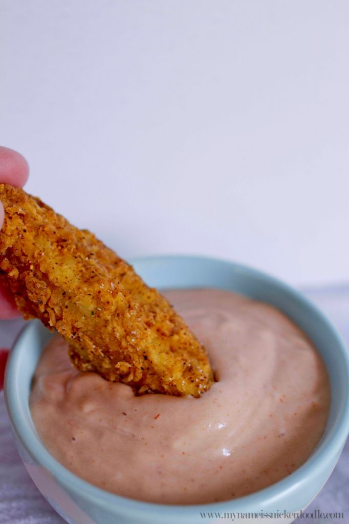 Chicken Fried Potato Wedges with Hot Pink Sauce! So crispy and sooo good! | mynameissnickerdoodle.com