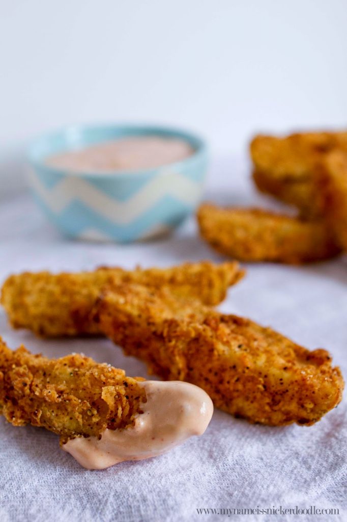 Chicken Fried Potato Wedges with Hot Pink Sauce! So crispy and sooo good! | mynameissnickerdoodle.com