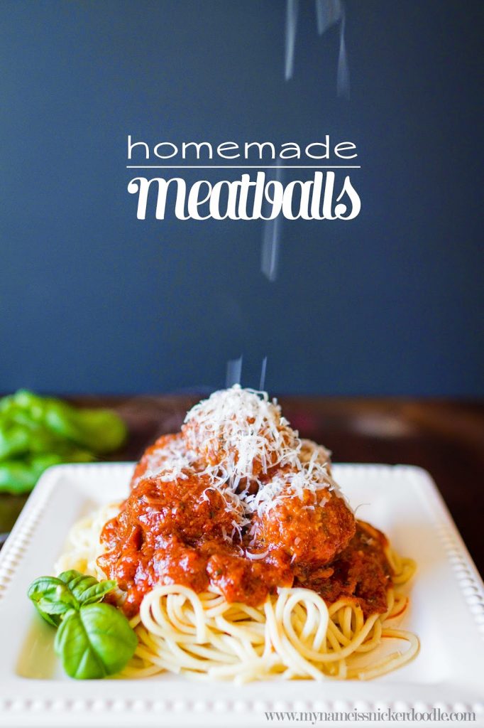 The best Spaghetti and Homemade Meatball recipe!  Super easy to make and your family will love it!  |  mynameissnickerdoodle.com