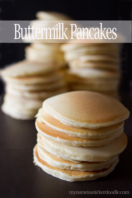 Make buttermilk pancakes for two or for a crowd!  This recipe is perfect for both and taste so much better than anything from a box mix!  |  mynameissnickerdoodle.com