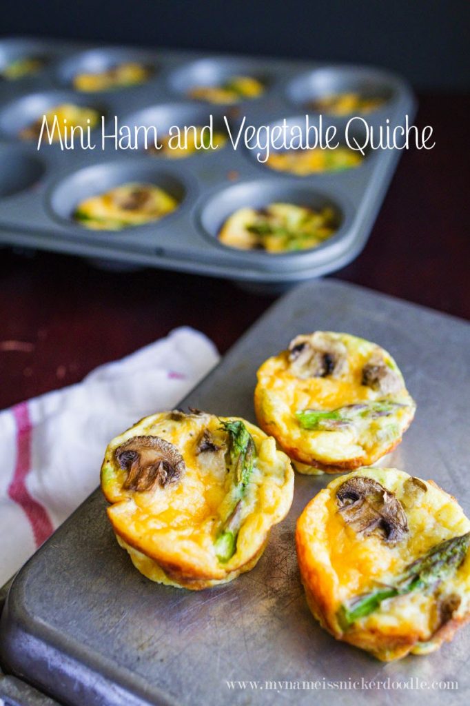 These Mini Ham and Vegetable Quiche are crustless and super easy to make! The recipe has simple ingredients and is perfect for breakfast or brunch! | mynameissnickerdoodle.com