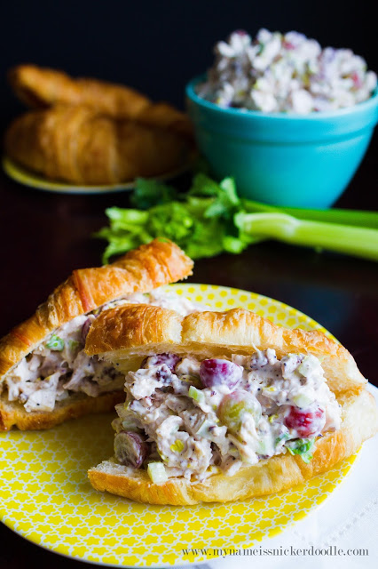 Make the perfect the lunch with this Sonoma Chicken Salad. Made with grapes, celery, and toasted pecans! | mynameissnickerdoodle.com