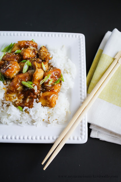 Gorgeous Orange Chicken! This recipe only take about 20 minutes to make and tastes WAY better than any take out! | mynameissnickerdoodle.com