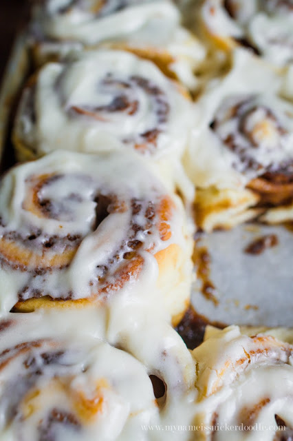 The most delicious and easy Cinnamon Roll recipe! Just the right amount of cinnamon, sugar and frosting! | mynameissnickerdoodle.com