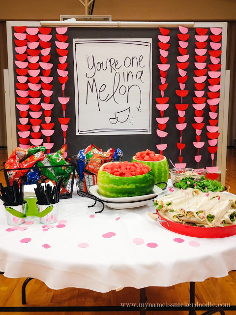 A super fun theme for a LDS Relief Society dinner or enrichment night! You're One In A Melon watermelon theme is perfect for summer. | mynameissnickerdoodle.com