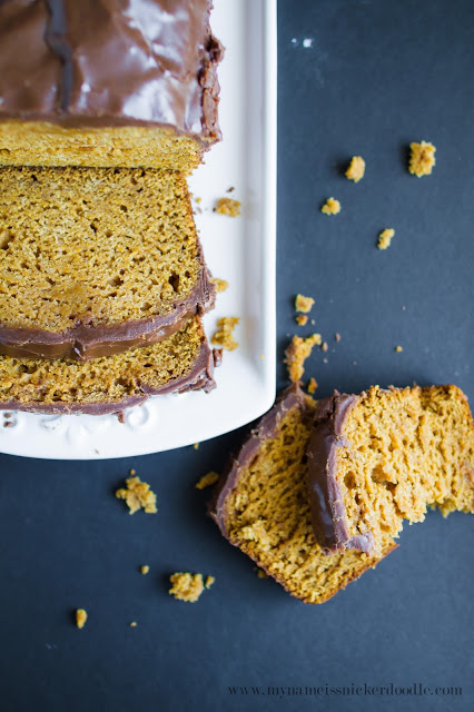 The ultimate Pumpkin Bread with Fudge Frosting!!! The recipe is super simple and this looks divine! | My Name Is Snickerdoodle