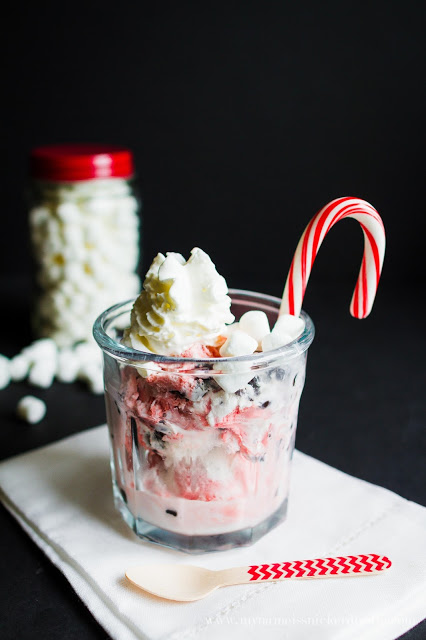 You can still induldge on the holidays with a frozen hot chocolate made with peppermint ice cream! Toss some marshmallows on top and of course whipped cream! | My Name Is Snickerdoodle