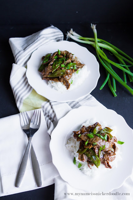 A super easy Beef and Snow Peas recipe! Perfect for a weeknight dinner! | mynameissnickerdoodle.com