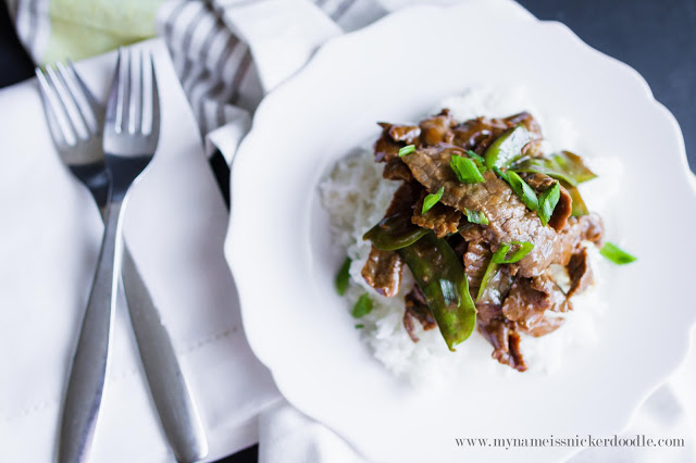 A super easy Beef and Snow Peas recipe! Perfect for a weeknight dinner! | mynameissnickerdoodle.com