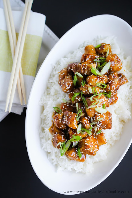 Gorgeous Orange Chicken! This recipe only take about 20 minutes to make and tastes WAY better than any take out! | mynameissnickerdoodle.com