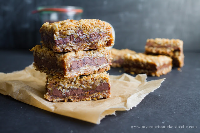 Chocolate Caramel Oat Bars Recipe. So chocolately, gooey and absolutely the best! | mynameissnickerdoodle.com