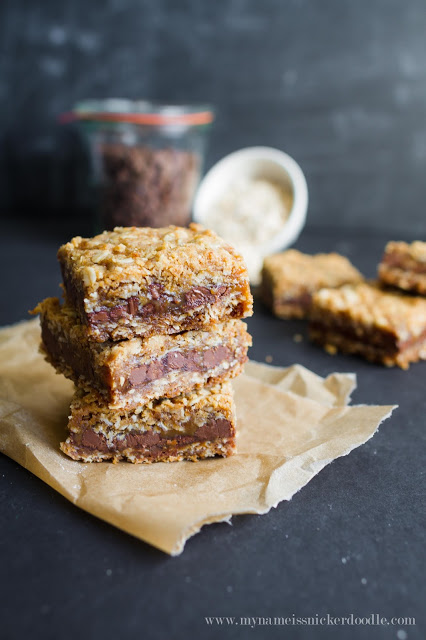 Chocolate Caramel Oat Bars Recipe. So chocolately, gooey and absolutely the best! | mynameissnickerdoodle.com