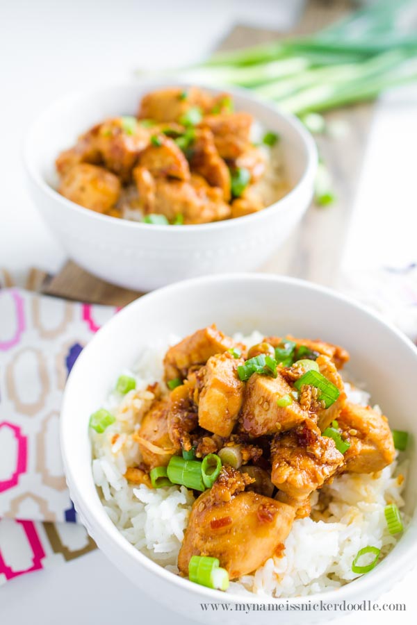 Chicken Teriyaki Bowls made in 20 minutes! The perfect recipe for those quick dinner nights! | mynameissnickerdoodle.com 
