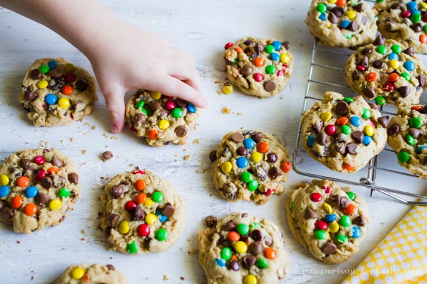 Monster Cookies! One of the best recipes! Peanut Butter, Oats, Chocolate Chips and Candy! | mynameissnickerdoodle.com