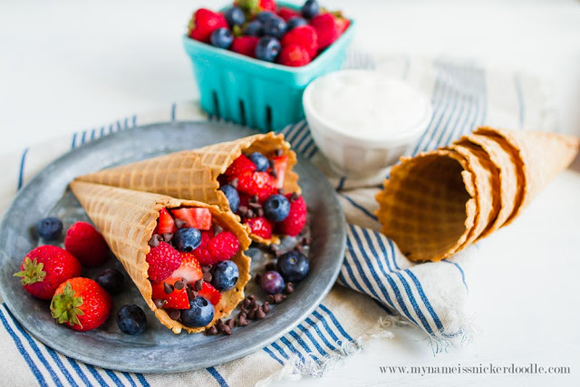 Easy and Sweet Summer Berry Cones. The perfect summer treat! | mynameissnickerdoodle.com