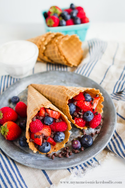 Easy and Sweet Summer Berry Cones. The perfect summer treat! | mynameissnickerdoodle.com