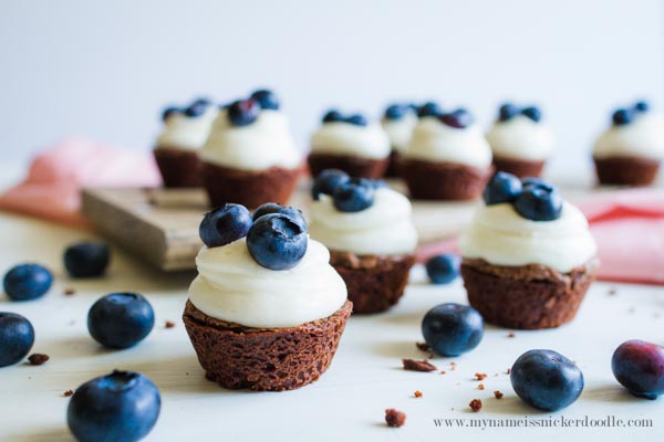 The perfect little dessert recipe! Mini Blueberry Brownie Bites | mynameissnickerdoodle.com