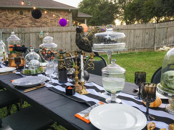 Gorgeous Halloween Outdoor Dinner Party! Complete with an over the top tablescape! | mynameissnickerdoodle.com
