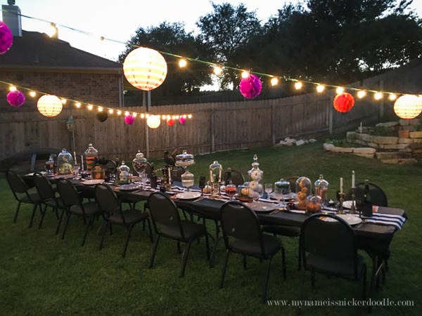 Gorgeous Halloween Outdoor Dinner Party! Complete with an over the top tablescape! | mynameissnickerdoodle.com
