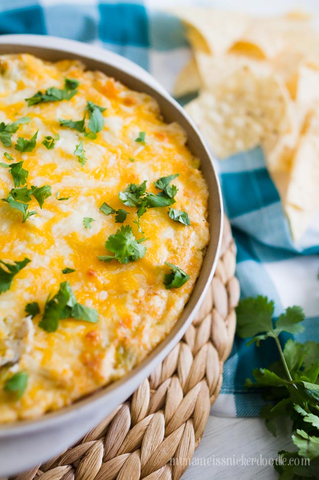 Chicken Enchilada Dip is absolutely perfect for an appetizer or serve it as a meal! So cheesy and yummy! | mynameissnickerdoodle.com