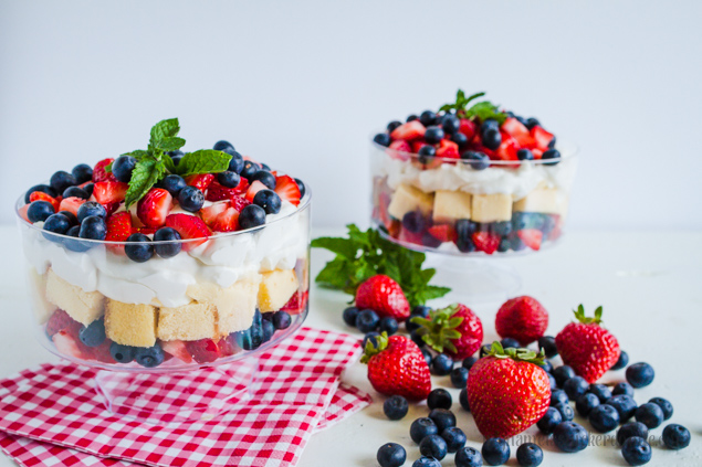 Patriotic Fruit Trifle. A perfect dessert recipe for the 4th of July! | mynameissnickerdoodle.com