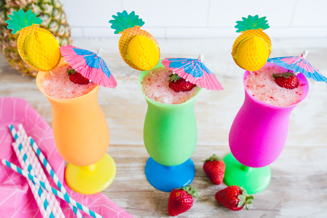 Non-Alcoholic Strawberry Pina Coladas. A perfect drink for everyone! | mynameissnickerdoodle.com