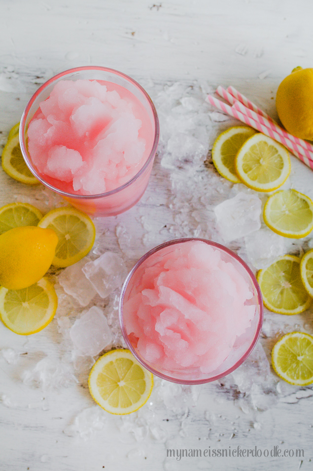 Pink Lemonade Slush! A super easy recipe that is perfect for the summer! | mynameissnickerdoodle.com