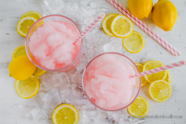 Pink Lemonade Slush! A super easy recipe that is perfect for the summer! | mynameissnickerdoodle.com