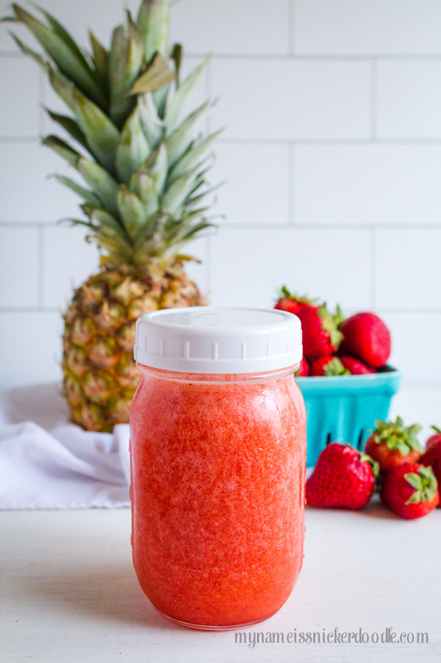 The best recipe for easy Strawberry Pineapple Freezer Jam! The combination is delish! | my nameissnickerdoodle.com