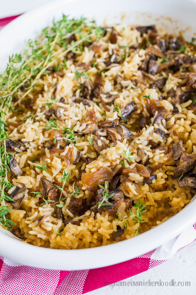 Rice and Mushroom Dish Recipe. A yummy and super easy side dish for any meal. | mynameissnickerdoodle.com