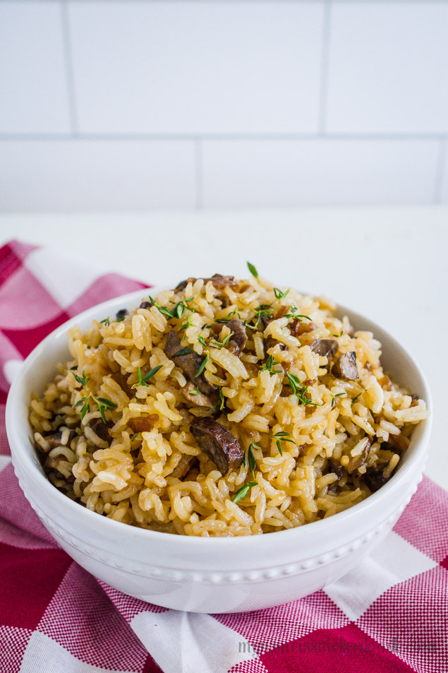 Rice and Mushroom Dish Recipe. A yummy and super easy side dish for any meal. | mynameissnickerdoodle.com